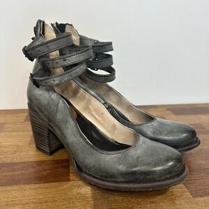 Freebird by Steven Womens Randi Triple Strap Leather Pumps Size 9 Block Heel
